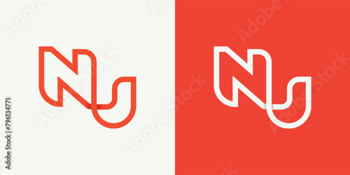 Simple Letter NU Logo Creative Design Vector Template 