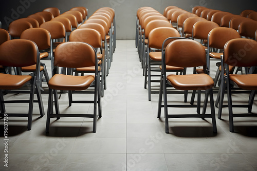 A row of chairs with one odd one-out Job opportunity recruitment concept design. © Mahmud