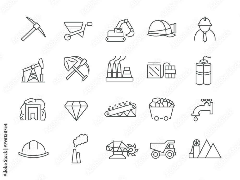 Mining icons. Editable icons. Mining industry. Mining. The oil business ...