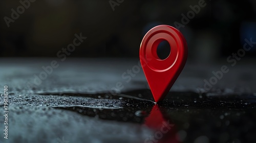 Navigational Search Engine Optimization Maps Red Marker On Dark Black Background (Generative AI)