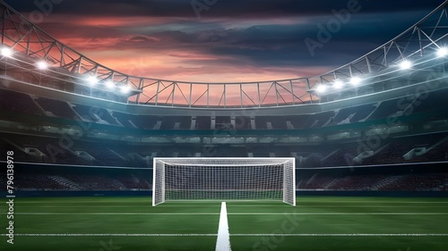 football stadium with empty goal photo