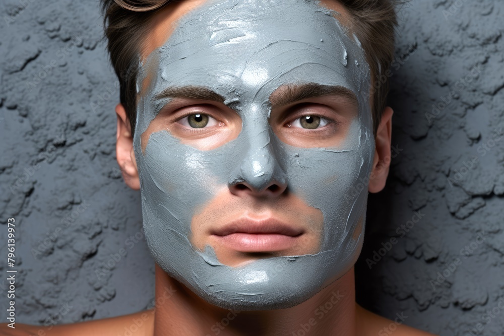Photo A young man's face with a refreshing facial mask applied, showcasing skincare practices
Photo A young man's face with a refreshing facial mask applied, showcasing skincare practices