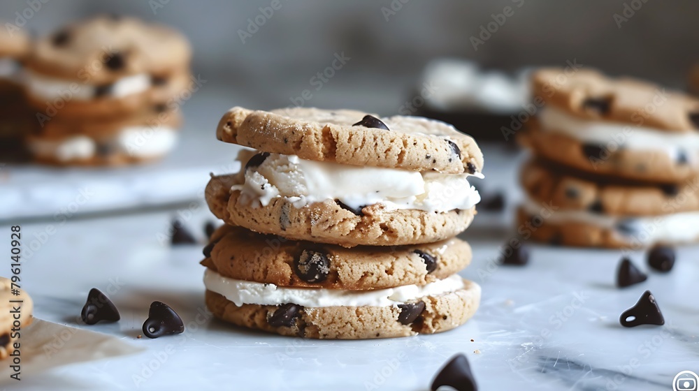 Chocolate Chip Cookie Ice Cream Sandwiches With Vanilla Ice Cream Chocolate Chip Cookie Ice Cream Sandwiches With Vanilla Ice Cream