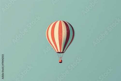 Illustration of a hot air balloon floating over a hill