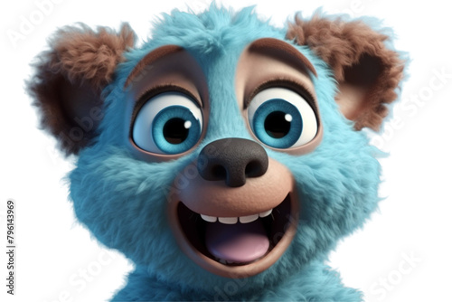 Happy furry and cute baby bear on Transparent Background PNG
