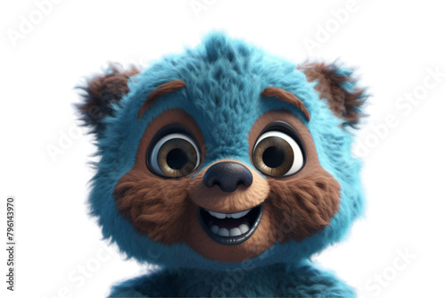 Happy furry and cute baby bear on Transparent Background PNG