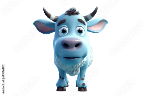 Happy furry and cute baby cow on Transparent Background PNG
