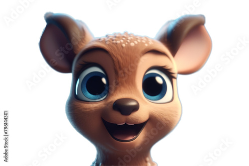 Happy furry and cute baby deer on Transparent Background PNG