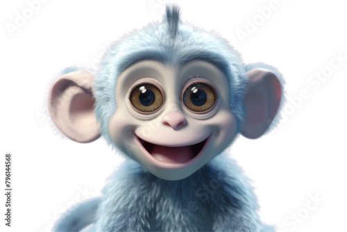 Happy furry and cute baby monkey on Transparent Background PNG
