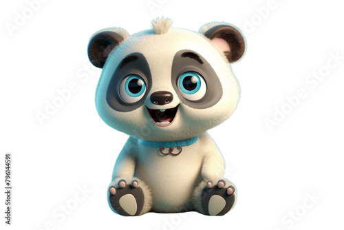 Happy furry and cute baby panda on Transparent Background PNG