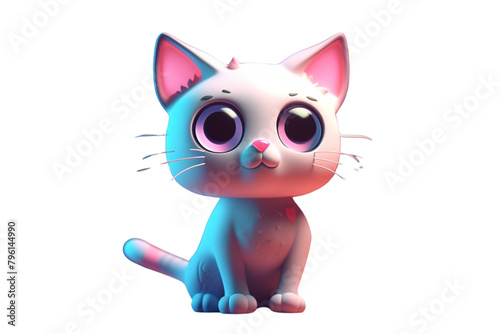 Tiny cute cat toy standing character on Transparent Background PNG