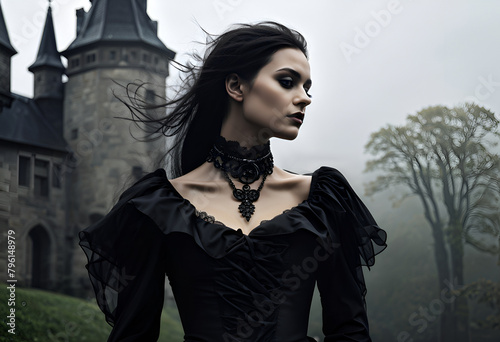 portrait of a woman in a black dress