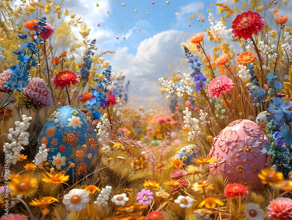 Enchanting Springtime Floral Fantasy in Vibrant Digital
