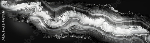 Abstract art featuring fluid marble textures in black and white, with high contrast on a large scale