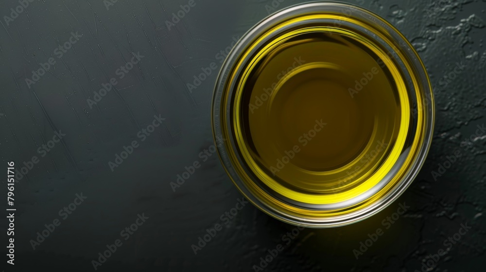 Gourmet top shot of extra virgin olive oil, accentuating its vibrant color and rich in antioxidants, perfect for health-focused content, isolated backdrop Gourmet top shot of extra virgin olive oil, accentuating its vibrant color and rich in antioxidants, perfect for health-focused content, isolated backdrop