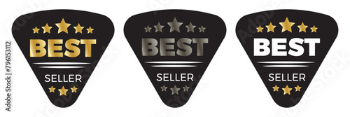 Best seller golden labels, award seal, medal badges. Vector premium quality metal emblems. Best Seller Stamp vector for product, print design, apps, websites. 11:11