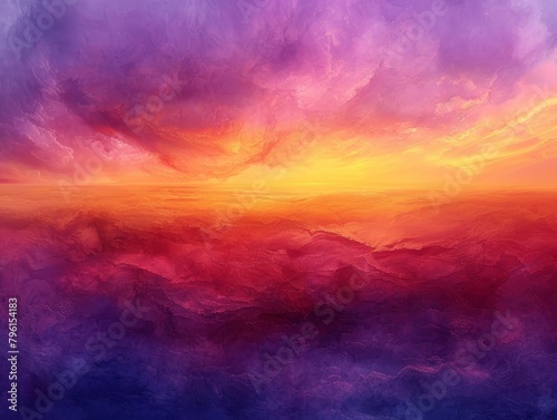 An abstract backdrop with a sunset color scheme gently shifts from deep orange to dusky purple