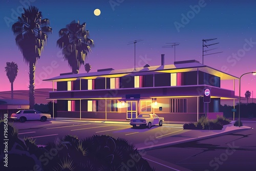 Motel illustration style 