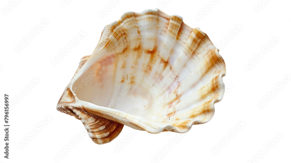 Opening an oyster and a pearl,on white background