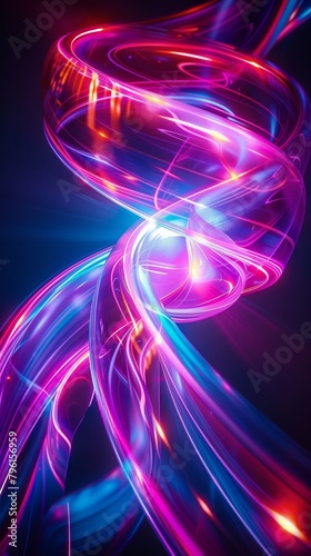Dynamic arrangement of neon pink and blue swirls in an abstract, flowing design