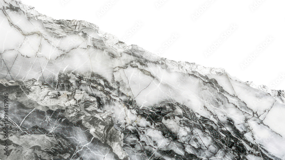 Obraz premium Close-up of blue stone Rough mountain surface,on white background