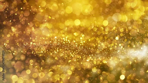 golden glitter background in super slow motion on dark background. seamless looping overlay 4k virtual video animation background photo