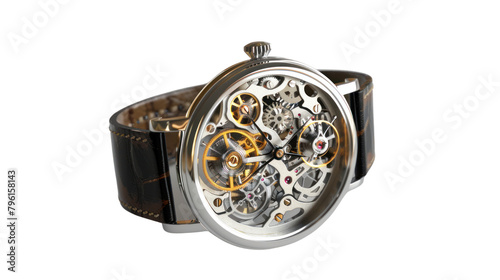 Multi-part mechanical wristwatch,on white background