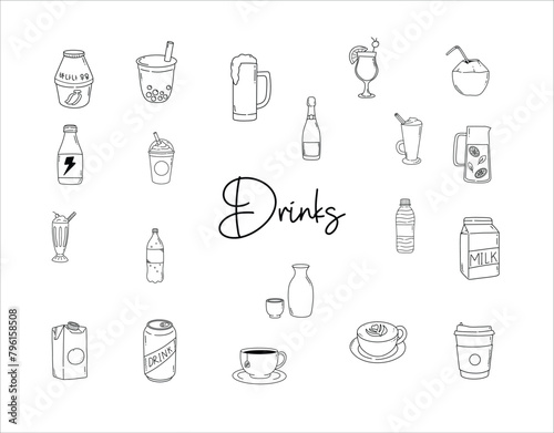 drinks illustration outline style