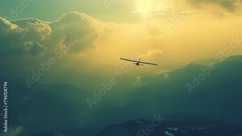 A glider soaring gracefully through the sky, its wings catching the warm currents of air as it ascends to new heights with the freedom of silent flight.
