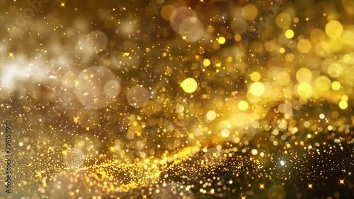 abstract luxury golden glitter background in super slow motion on dark background. seamless looping overlay 4k virtual video animation background photo