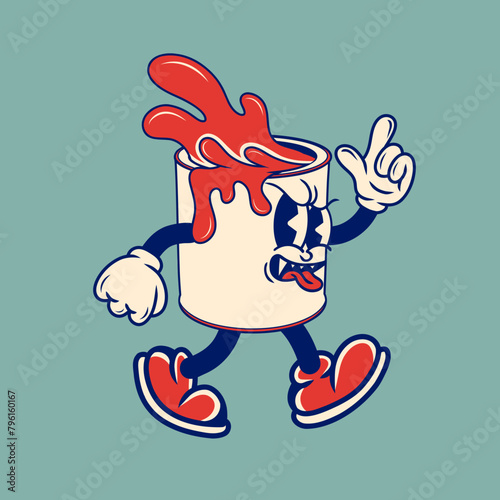 Retro character design of the paint bucket