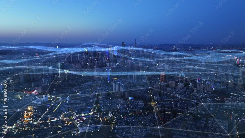 smart Connected city skyline. Futuristic network concept, city Technology smart Connected city skyline. Futuristic network concept, city Technology