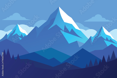 Blue mountain landscape vector background © mobarok8888