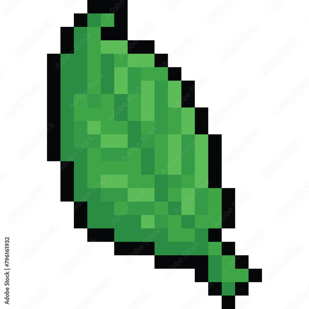 Fototapeta premium Pixel art green leaf icon 5