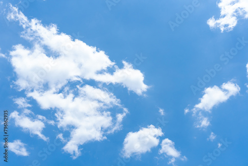 Beautiful blue sky with strange shape of clouds in the morning or evening used as natural background texture in decorative art work