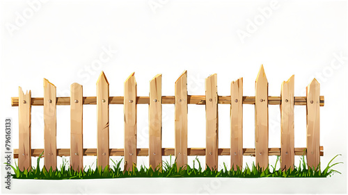 Realistic wooden fence with grass ,png
