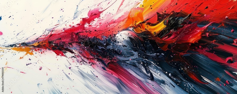 Abstract paint brushes, wild strokes in a dynamic dance, capturing the motion with splatters and drips Abstract paint brushes, wild strokes in a dynamic dance, capturing the motion with splatters and drips