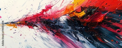 Abstract paint brushes, wild strokes in a dynamic dance, capturing the motion with splatters and drips