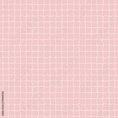 Pink checks bright kids pattern. Baby girl geometric.  (ID: 796164758)