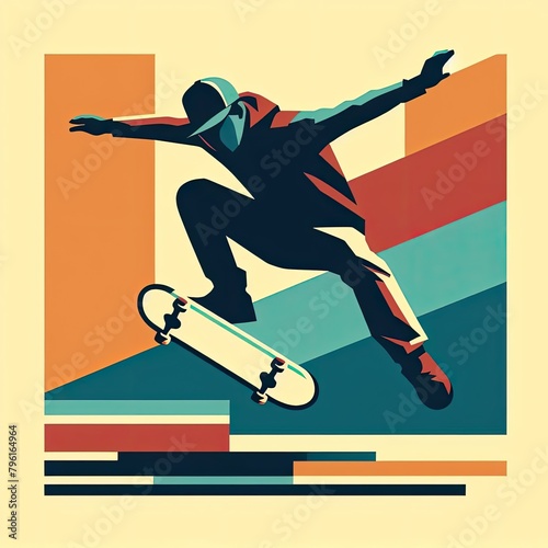 Skateboarding illustration in Generative AI.