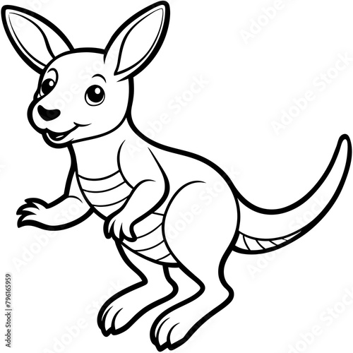 Cute Baby Kangaroo Line Art vector 