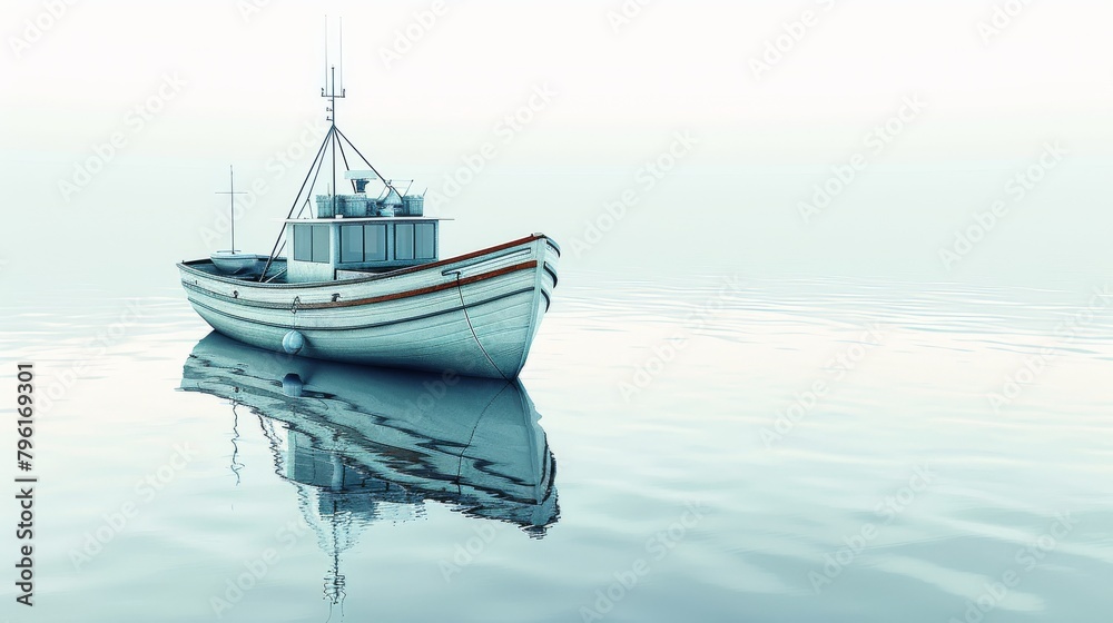 Fototapeta premium A small boat is floating on the water