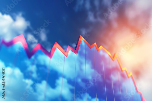 Skyrocketing Stocks A dynamic graph showing stocks soaring upwards, symbolizing rapid investment growth Ideal for financial reports or investment firm advertisements