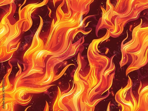 Abstract wallpaper with fiery red and orange flames exudes a warm, energetic vibe