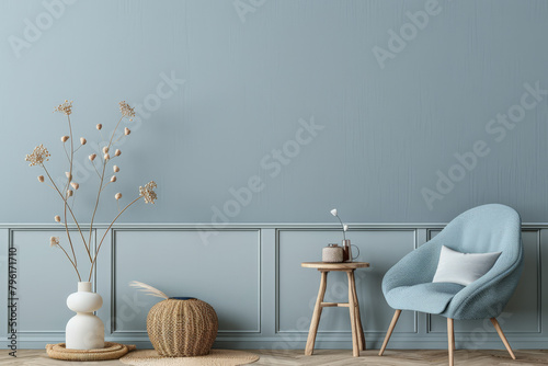 Chic modern interiors composition with minimalist decor. Home interior design concept image.