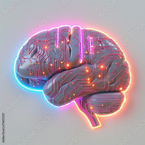 a brain made of metal with lights connected to each other which hints at the undoubted progress of AI photo