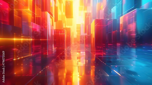 Vibrant Neon 3D Cyberspace  Futuristic Abstract Digital Background