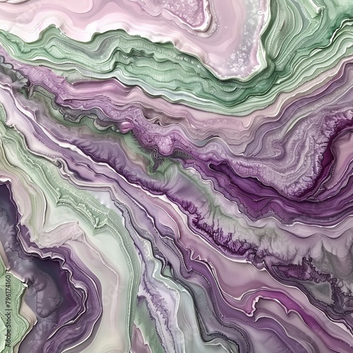 Dreamy fluid patterns emerge from soft lavender and mint washes in the abstract watercolor