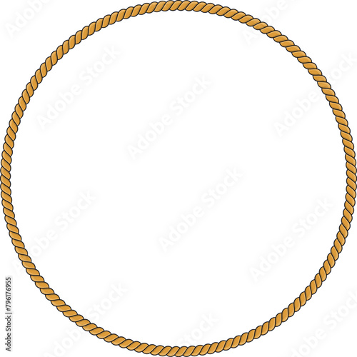 Round rope frame isolated on white background. Twisted cord