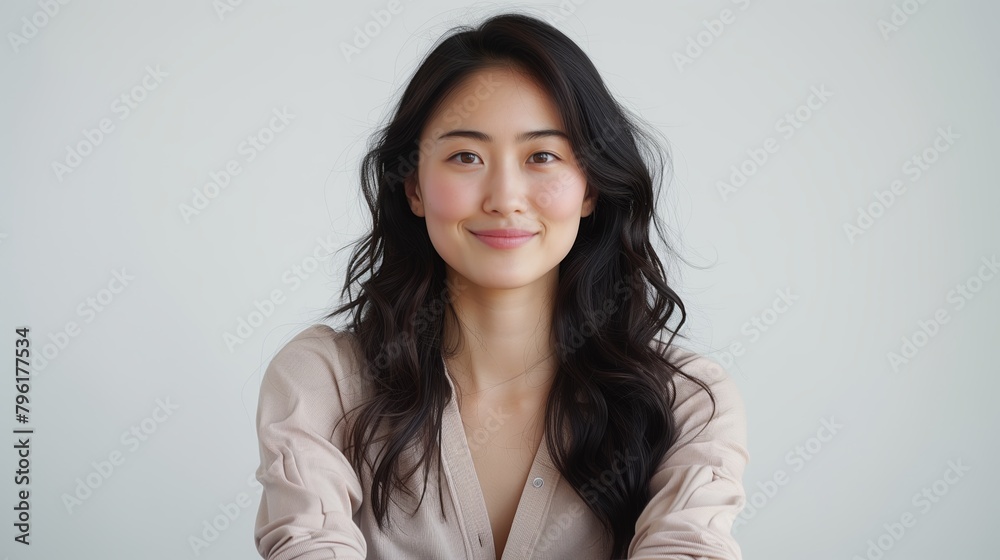 Smiling young Asian woman on white background. Smiling young Asian woman on white background.